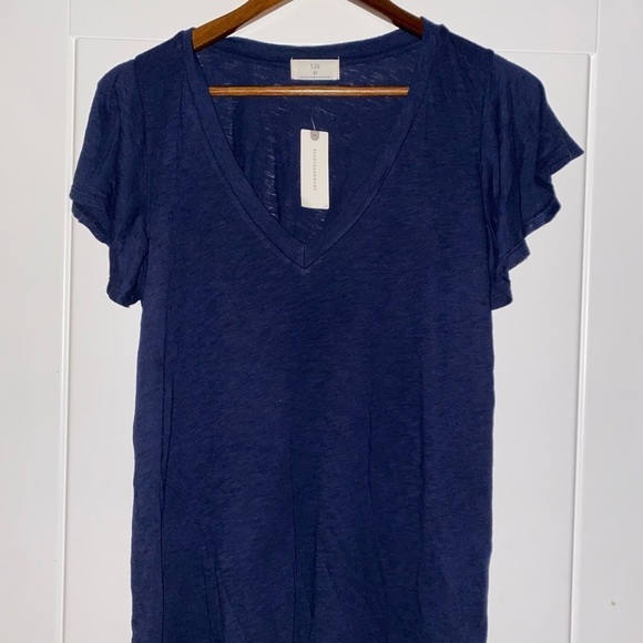 Anthropologie‎ Women Daily Practice Tee Shirt Flutter Sleeve XS Boho NEW Comfy - Picture 3 of 7